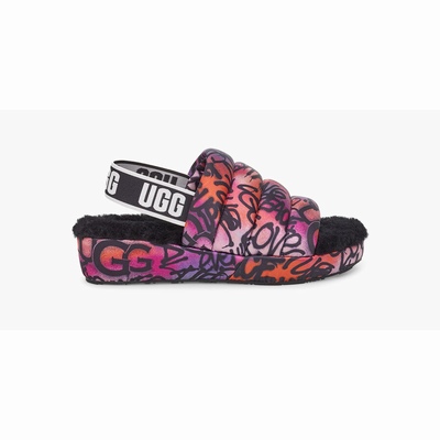 Chinelos UGG Puff Yeah Pop Graffiti Mulher Multicoloridas | PT-ETBLN